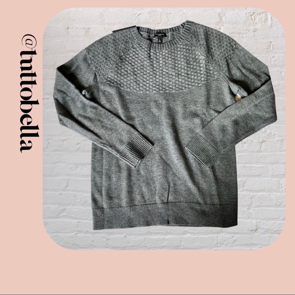Talbots Gray Lambswool Blend Basketweave Sweater Size Petite Small
